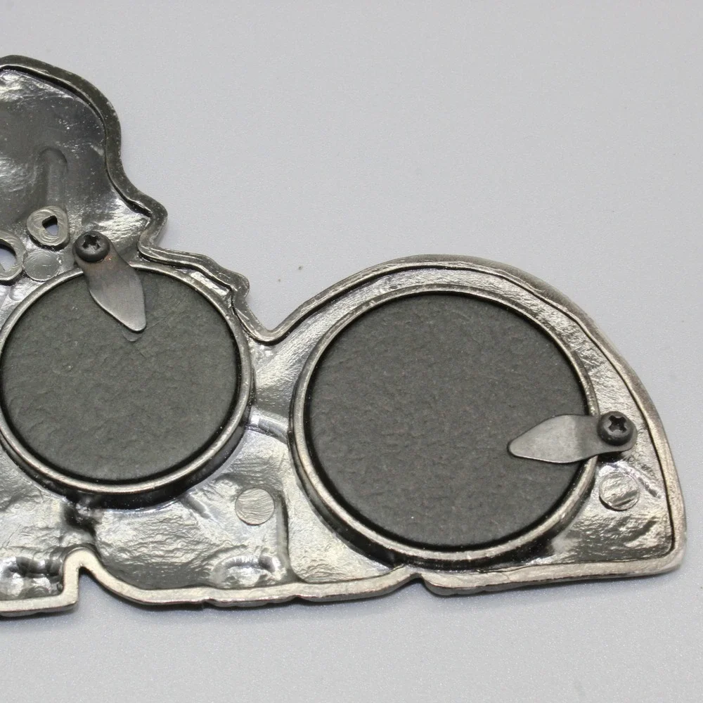 Pewter Dog Multi Photo Frame 4 Opening Puppy Cartoon Silver Tabletop Decor